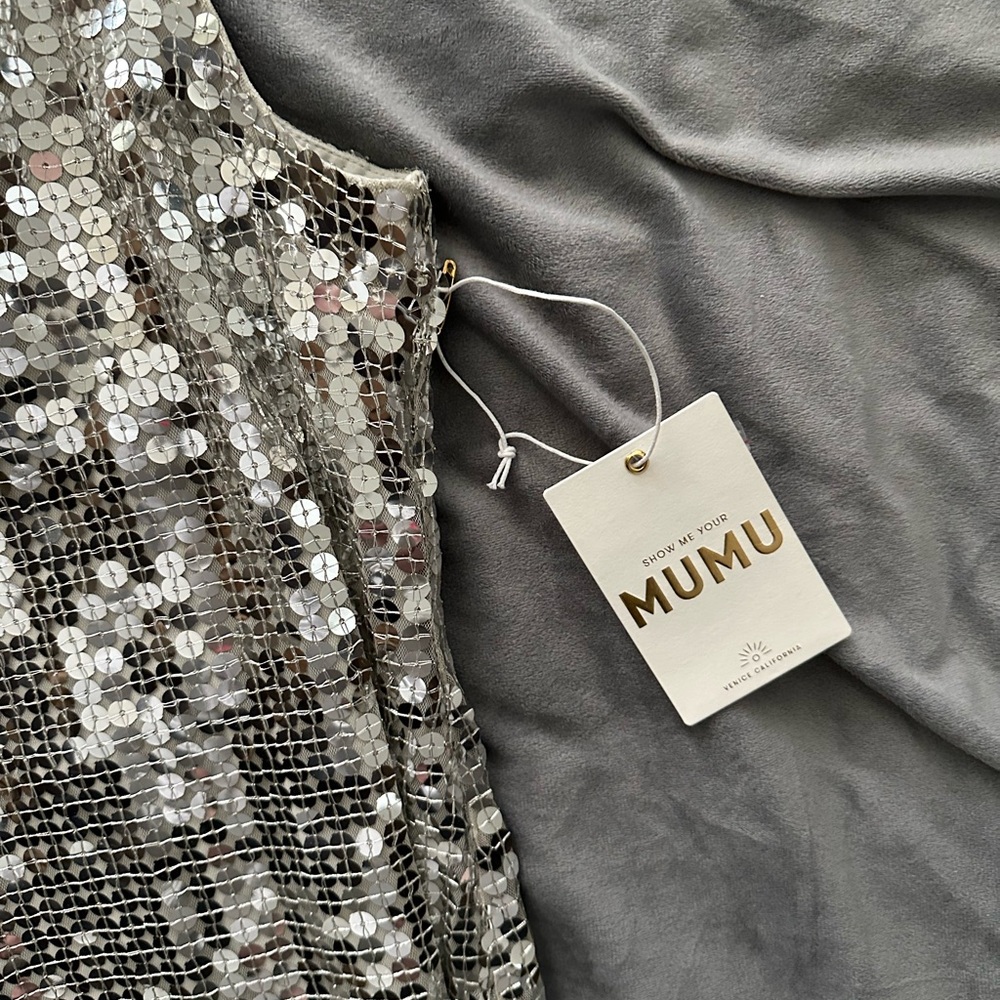 NWT Showmeyourmumu silver disco dress size medium. - Picture 3 of 5